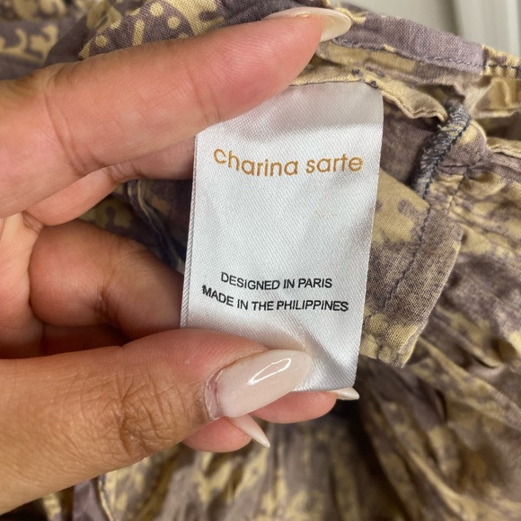 Charina Sarte Spade Mini Dress / Cream, Brown, Gray / Size Small *flaws* - Picture 6 of 9